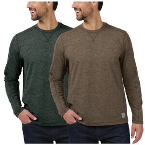 Rugged Elements Men's Green and Brown Long Sleeve Crew Tee, 2-pack Size Small
